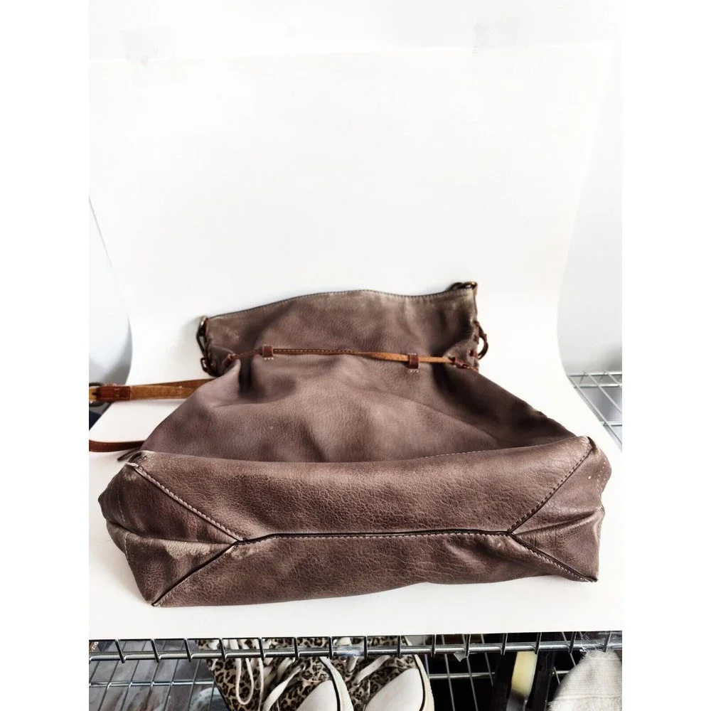 Free People Brown Leather Hobo Shoulder Bag with Tassels